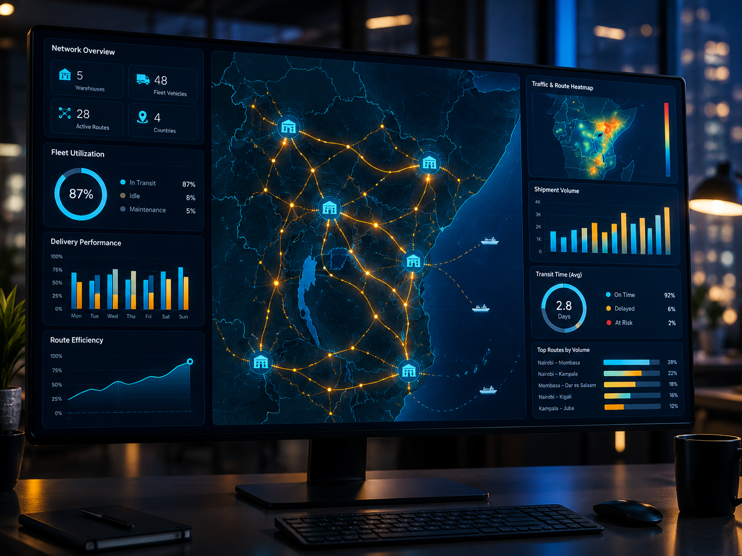 Optimization and modeling software dashboard for fleet and warehouse network planning