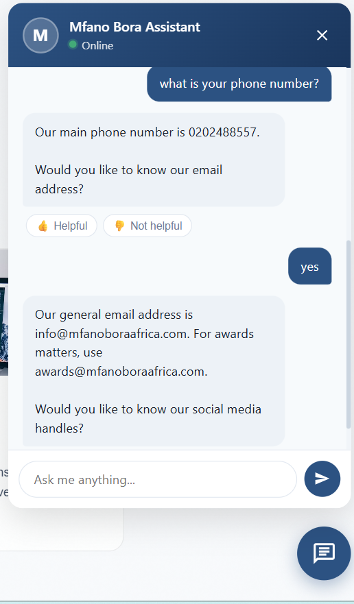 Chatbot demonstrating follow-up conversation flow, answering questions in sequence